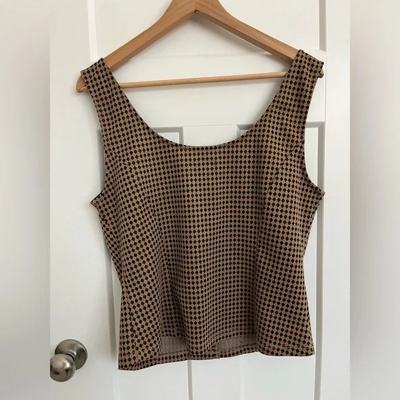 Maeve Jacquard Bustier Top XL Tan Black Button Front Tank Top Boho Neutral EUC - Picture 4 of 8